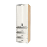28" Wide Tall Pantry Cabinet with Drawer - (Hardrock Maple Melamine Boxes - Thermofoil Doors) 24 D