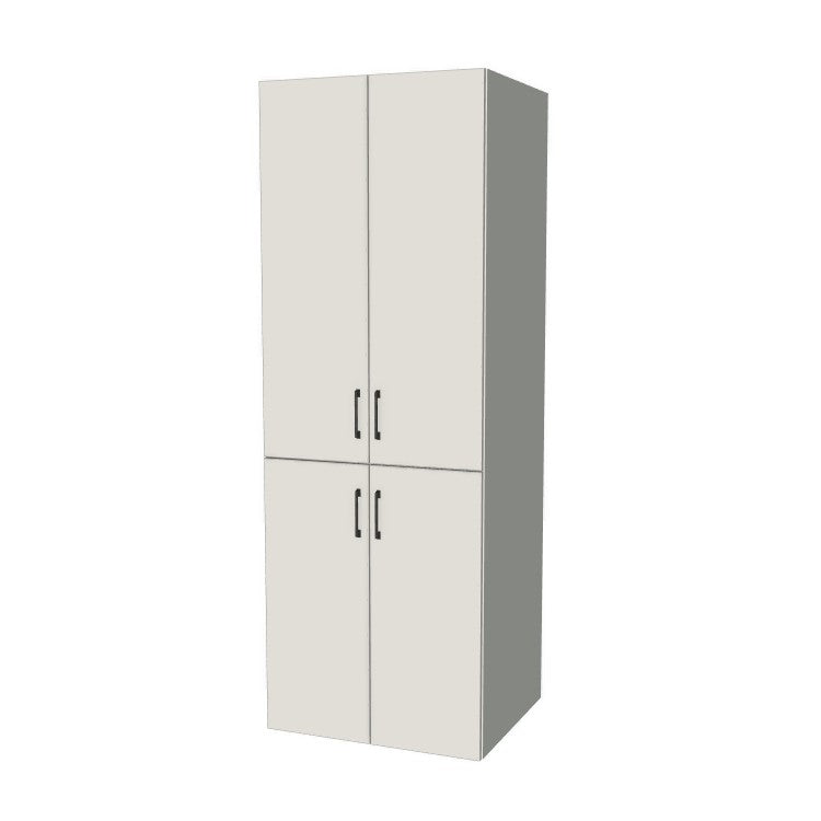 29" Wide Tall Pantry Cabinet - (White Melamine Boxes - Flat Panel Doors) 24 D