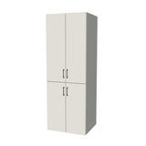 29" Wide Tall Pantry Cabinet - (White Melamine Boxes - Flat Panel Doors) 24 D