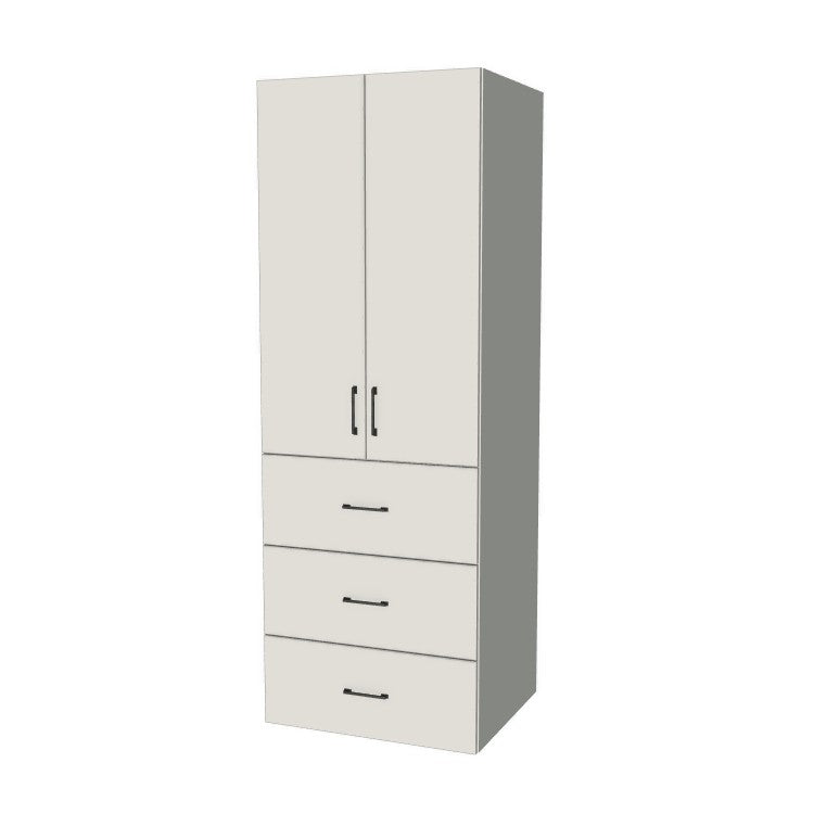 29" Wide Tall Pantry Cabinet with Drawer - (White Melamine Boxes - Flat Panel Doors) 24 D