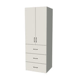29" Wide Tall Pantry Cabinet with Drawer - (White Melamine Boxes - Flat Panel Doors) 24 D