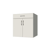 29" Wide Base Cabinet With Drawer On Top - (White Melamine Boxes - Flat Panel Doors)