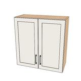 29" Wide x 30" High Wall Cabinet - (Hardrock Maple Melamine Boxes - Painted Doors)