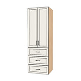 29" Wide Tall Pantry Cabinet with Drawer - (Ply Wood Boxes - Thermofoil Doors) 24 D