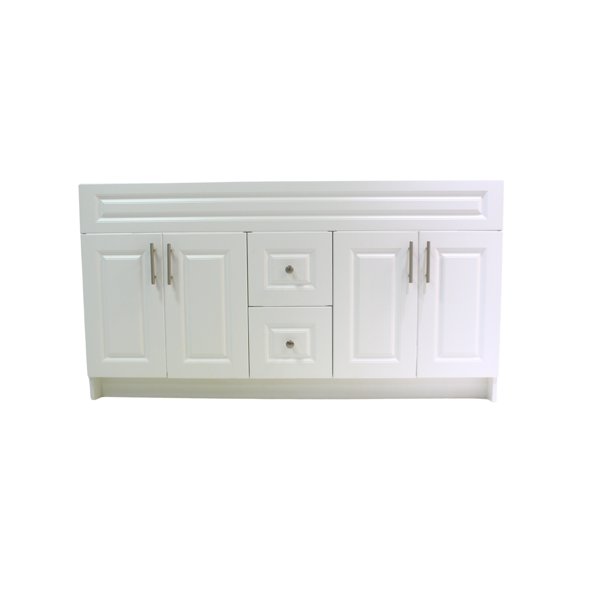60" MDF - Double Sink - White - Raised Panel Doors