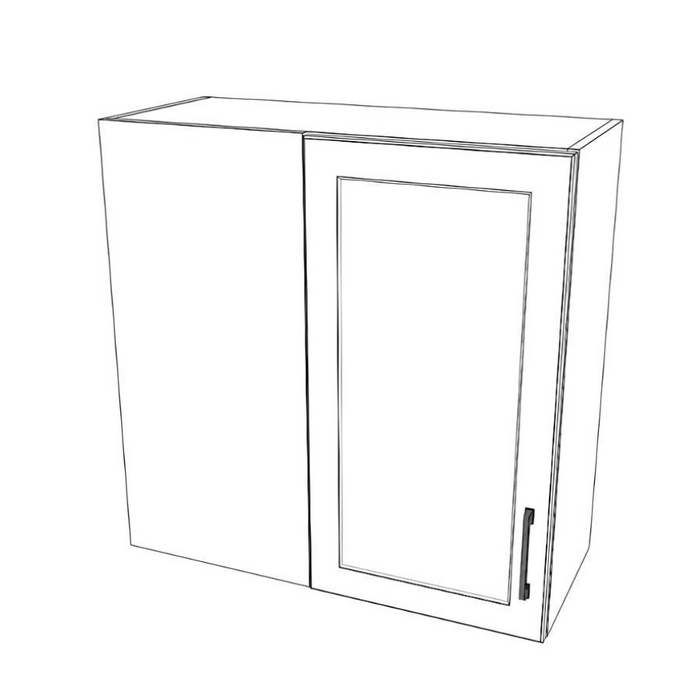 30" Wide 30" High Blind Corner Wall Cabinet - Door on Right Side- Thermofoil Doors