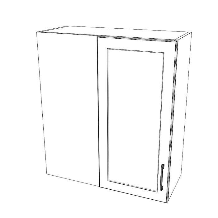 30" Wide 34" High Blind Corner Wall Cabinet - Door on Right Side - Thermofoil Doors