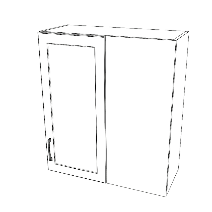 30" Wide 34" High Blind Corner Wall Cabinet - Door on Left Side - Thermofoil Doors