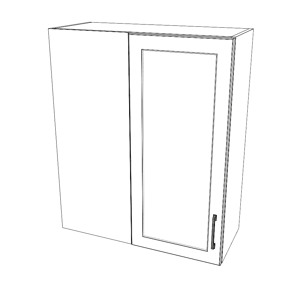 30" Wide 36" High Blind Corner Wall Cabinet - Door on Right Side - Painted Doors
