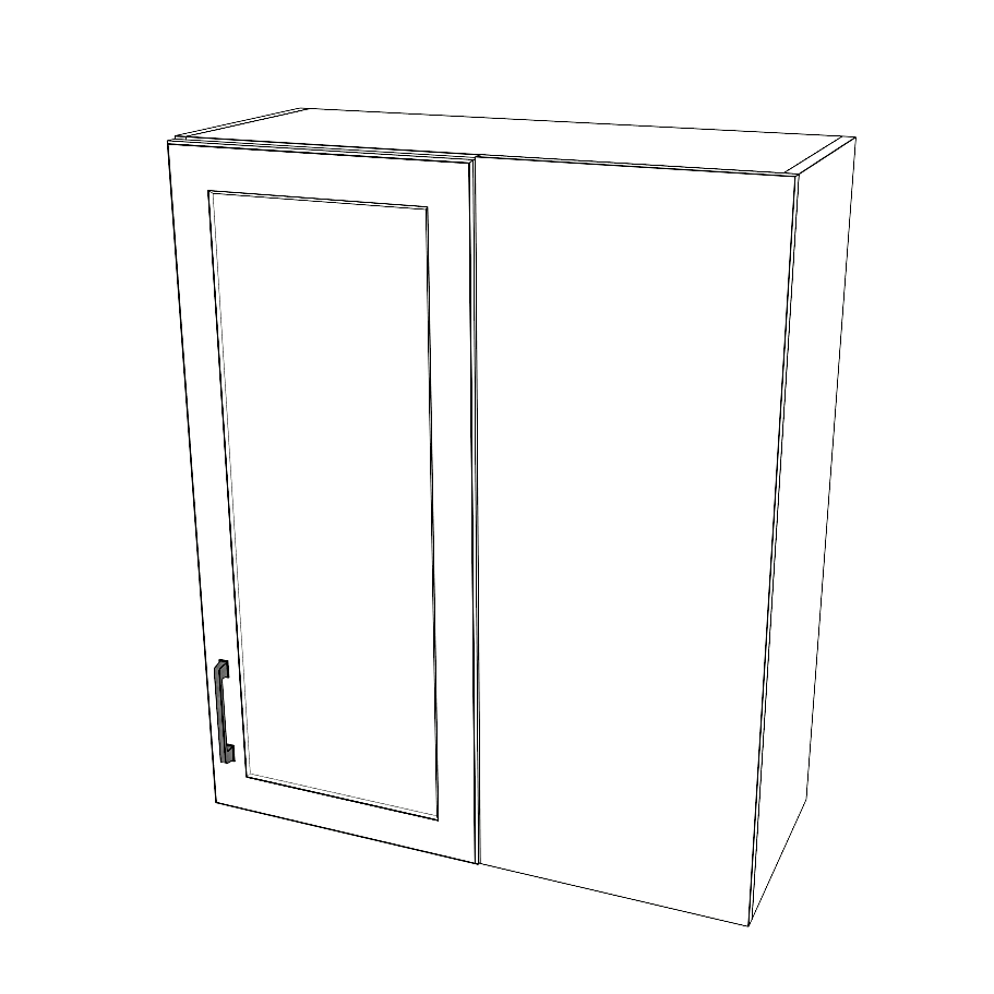 30" Wide 36" High Blind Corner Wall Cabinet - Door on Left Side - Painted Doors