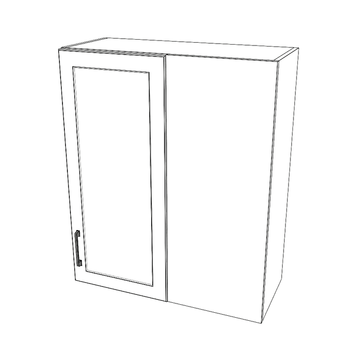 30" Wide 36" High Blind Corner Wall Cabinet - Door on Left Side - Thermofoil Doors