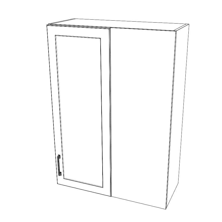 30" Wide 42" High Blind Corner Wall Cabinet - Door on Right/Left Side - Thermofoil Doors