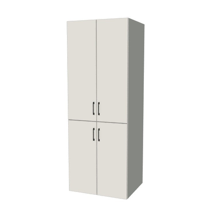 30" Wide Tall Pantry Cabinet - (White Melamine Boxes - Flat Panel Doors) 24 D