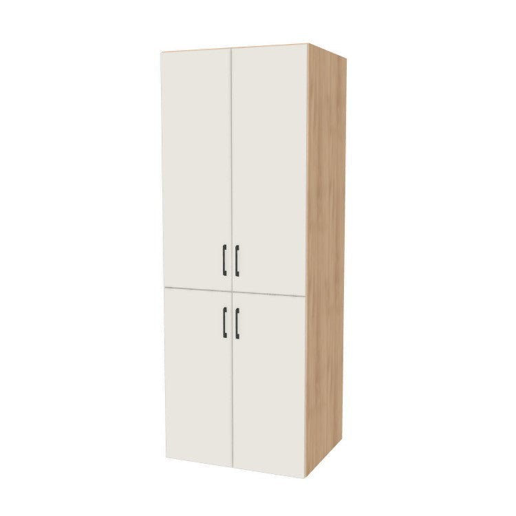 30" Wide Tall Pantry Cabinet - (Hardrock Maple Melamine Boxes - Flat Panel Doors) 24 D