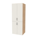 30" Wide Tall Pantry Cabinet - (Hardrock Maple Melamine Boxes - Flat Panel Doors) 24 D