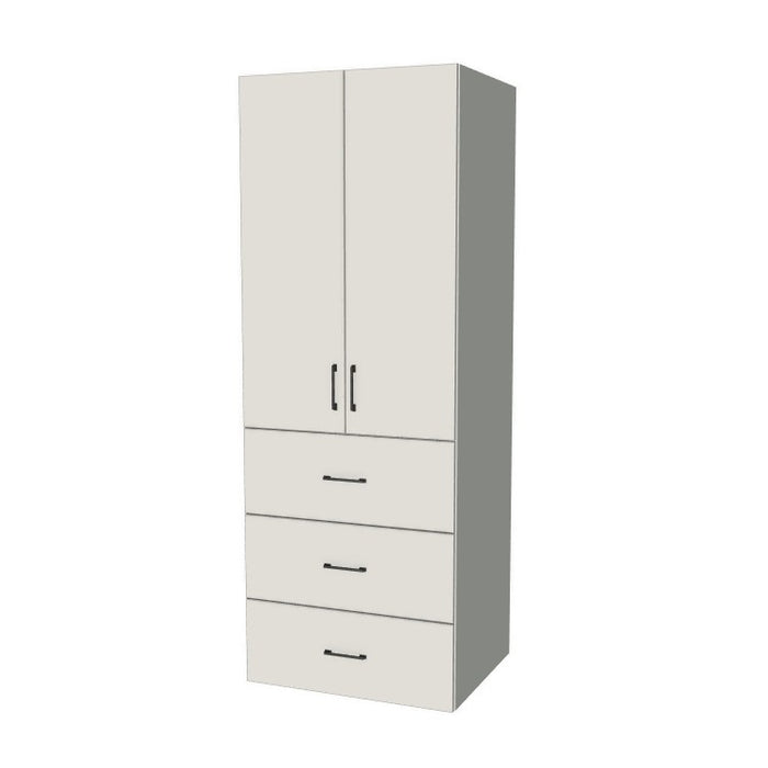 30" Wide Tall Pantry Cabinet with Drawer - (White Melamine Boxes - Flat Panel Doors) 24 D
