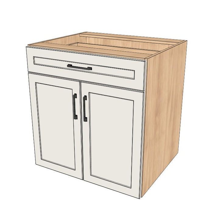 30" Wide Base Cabinet With Drawer On Top - (Hardrock Maple Melamine Boxes - Painted Doors)