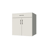 30" Wide Base Cabinet With Drawer On Top - (White Melamine Boxes - Flat Panel Doors)