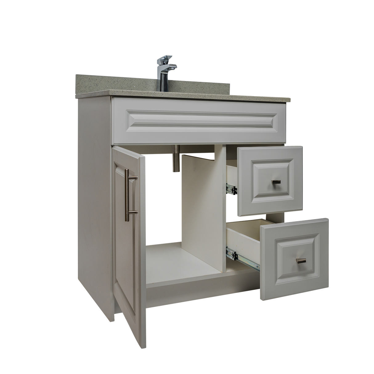 30" MDF - Right Side Draw - Light Grey - Raised Panel Doors