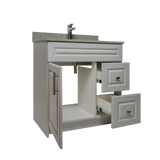 30" MDF - Right Side Draw - Light Grey - Raised Panel Doors