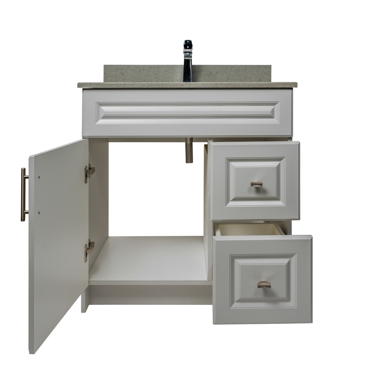 30" MDF - Right Side Draw - Light Grey - Raised Panel Doors