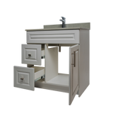 30" MDF - Left Side Draw - Light Grey - Raised Panel Doors