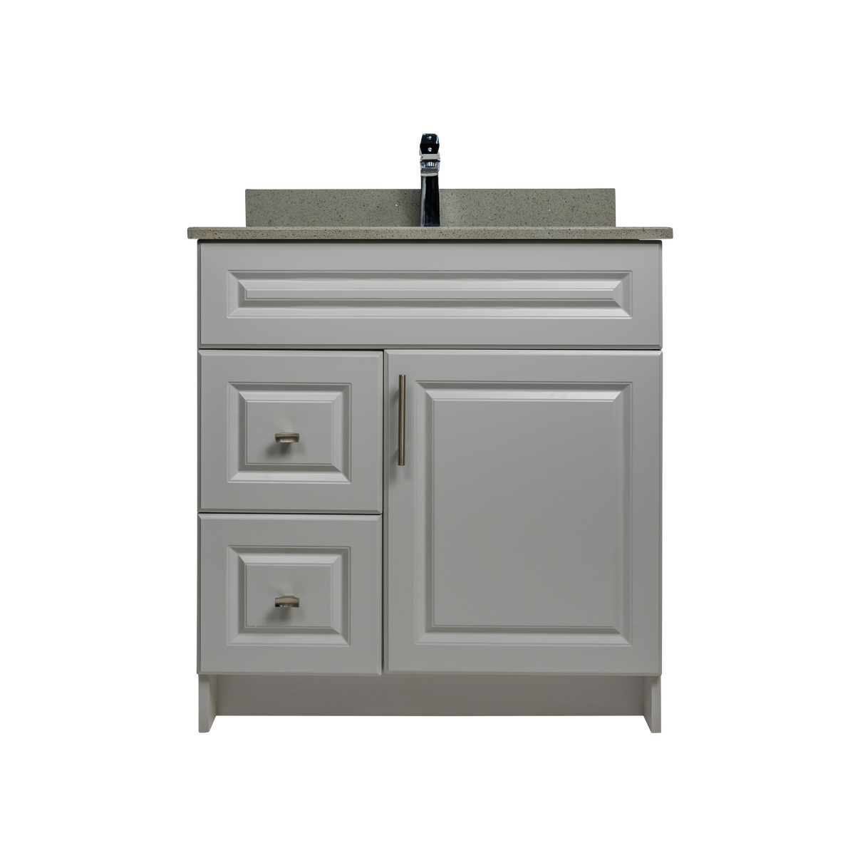 30" MDF - Left Side Draw - Light Grey - Raised Panel Doors