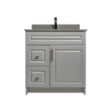 30" MDF - Left Side Draw - Light Grey - Raised Panel Doors
