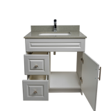 30" MDF - Left Side Draw - Light Grey - Raised Panel Doors