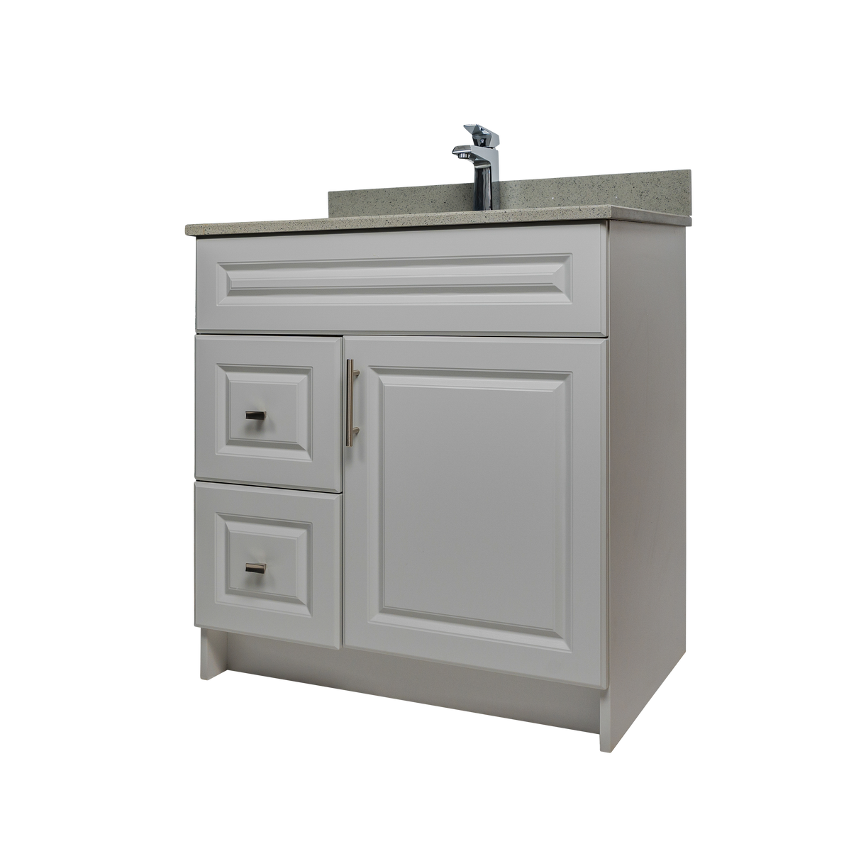 30" MDF - Left Side Draw - Light Grey - Raised Panel Doors