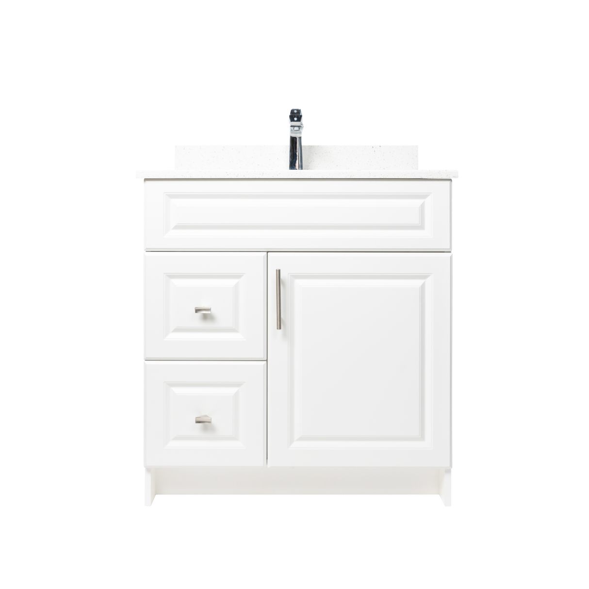 30" MDF - Left Side Draw - White - Raised Panel Doors