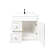 30" MDF - Left Side Draw - White - Raised Panel Doors
