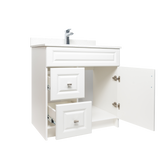 30" MDF - Left Side Draw - White - Raised Panel Doors