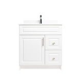 30" MDF - Right Side Draw - White - Raised Panel Doors