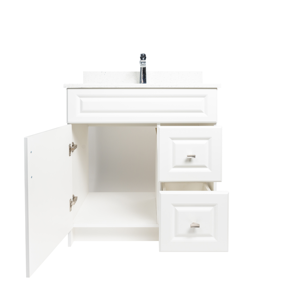 30" MDF - Right Side Draw - White - Raised Panel Doors