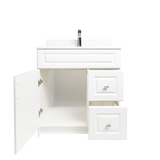 30" MDF - Right Side Draw - White - Raised Panel Doors