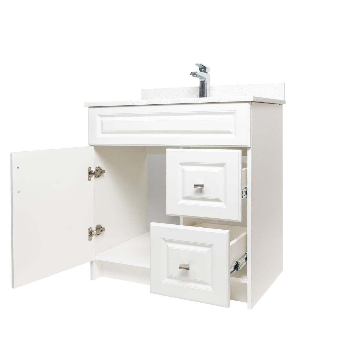 30" MDF - Right Side Draw - White - Raised Panel Doors