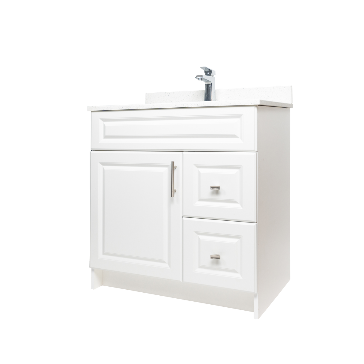 30" MDF - Right Side Draw - White - Raised Panel Doors