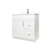30" MDF - Right Side Draw - White - Raised Panel Doors
