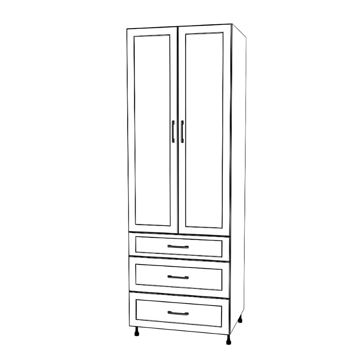 30" Wide Tall Pantry Cabinet - With Drawers - Thermofoil Doors
