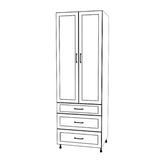 30" Wide Tall Pantry Cabinet - With Drawers - Thermofoil Doors