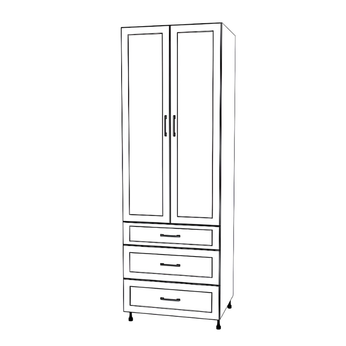 30" Wide Tall Pantry Cabinet with Drawers - Painted Doors