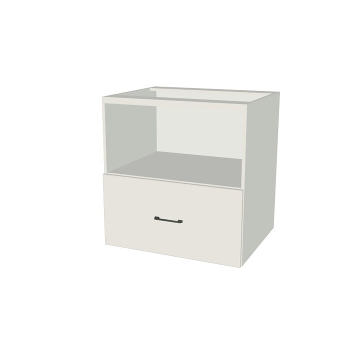 30" Wide Base Microwave Cabinet  - (White Melamine Boxes - Flat Panel Doors)