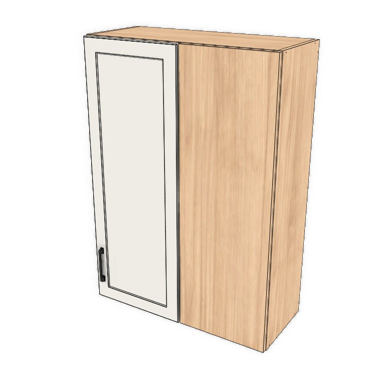 30" Wide 42" High Blind Corner Wall Cabinet - Door on Right/Left Side - (Hardrock Maple Melamine Boxes - Painted Doors)