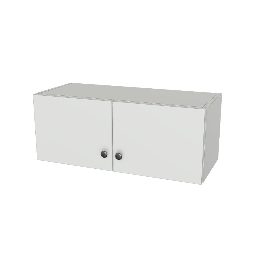 30" Wide x 12" High Wall Cabinet - (White Melamine Boxes - Flat Panel Doors)