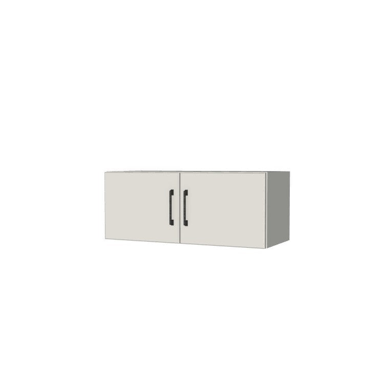 30" Wide x 12" High Fridge/Stove Cabinet - (White Melamine Boxes - Flat Panel Doors)