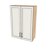 30" Wide x 42" High Wall Cabinet - (Hardrock Maple Melamine Boxes - Thermofoil Doors)