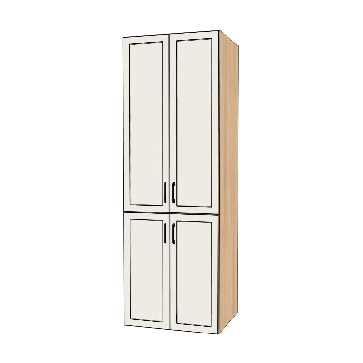 30" Wide Tall Pantry Cabinet - (Hardrock Maple Melamine Boxes - Painted Doors) 24 D