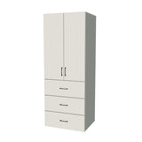 31" Wide Tall Pantry Cabinet with Drawer - (White Melamine Boxes - Flat Panel Doors) 24 D