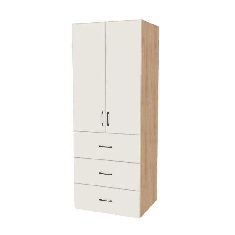 31" Wide Tall Pantry Cabinet with Drawer - (Hardrock Maple Melamine Boxes - Flat Panel Doors) 24 D